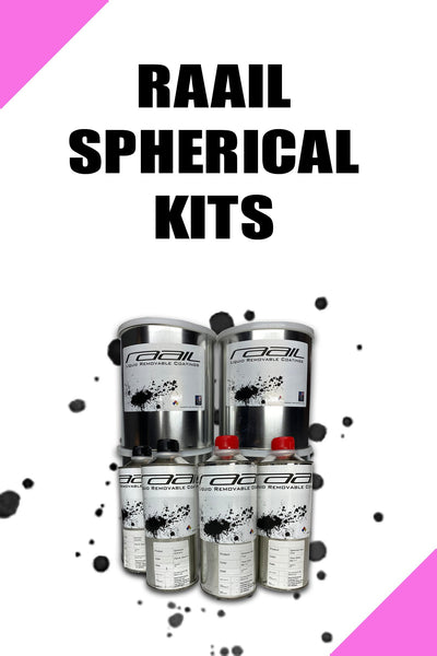 Raail Spherical kits sold here. Spherical is a peelable auto paint. Much like plasti dip, Halo EFX, Autoflex, proline and p1 coatings. Raail Spherical liquid wrap comes in 200 plus colors options and works great with dip pearls from dipyourcar plasti dip